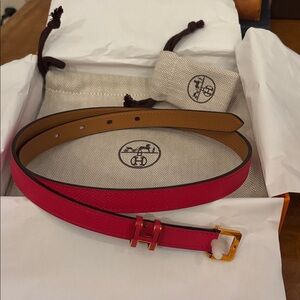 Hermes Elegant Red Leather Belt